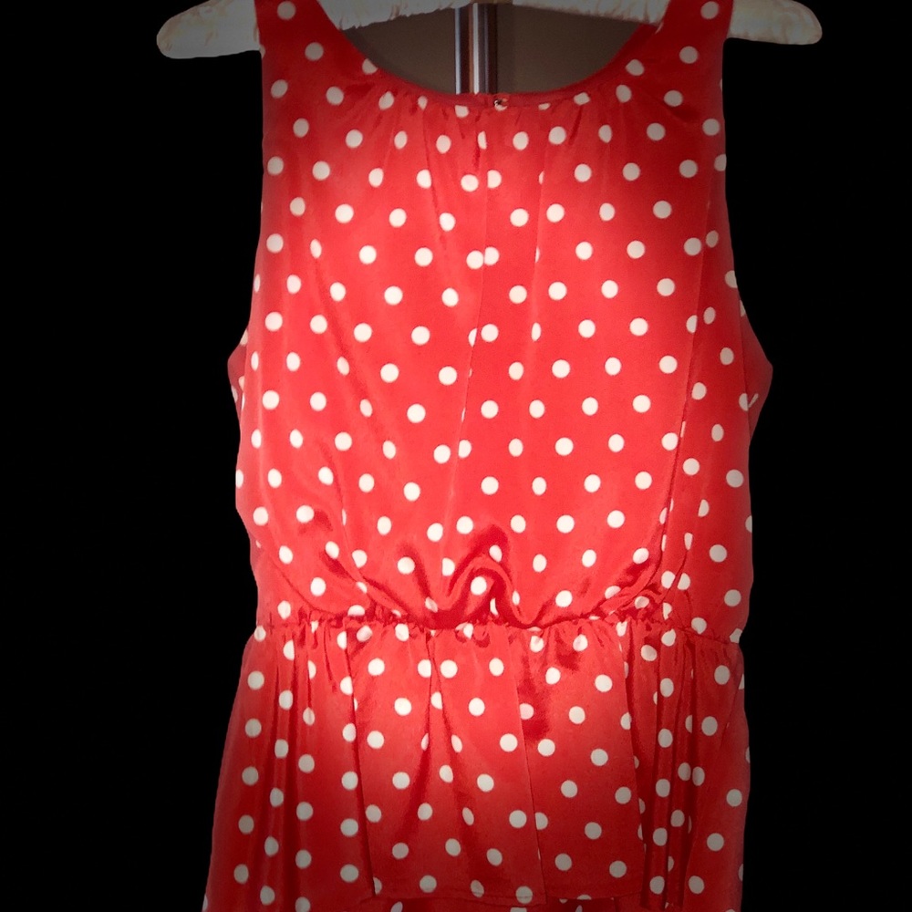 Orange with white polka dots blouse